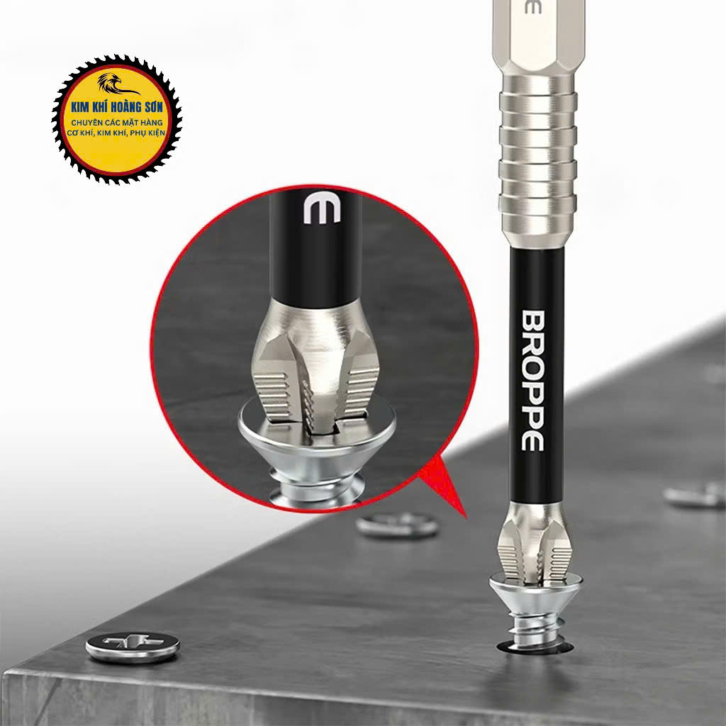 Mũi vít PH2 chống trượt hãng BROPPE chân lục giác 6.35mm, Mũi bắn vít 1 đầu bake chữ thập từ tính cao