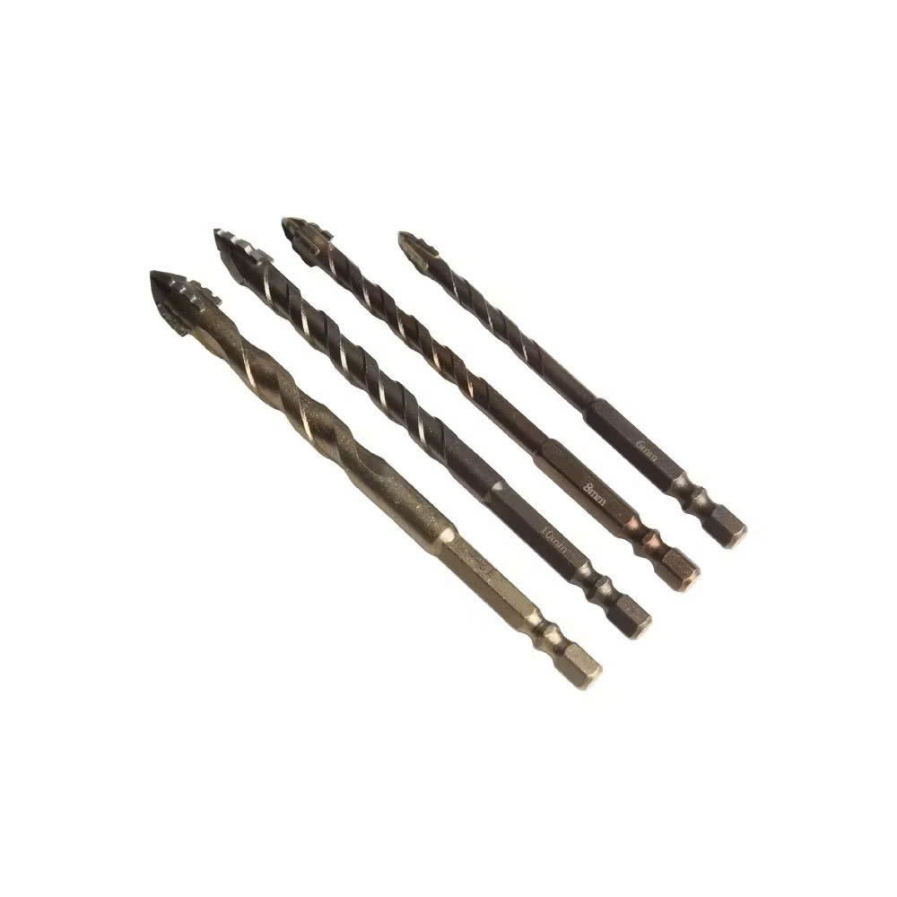 Mũi khoan đa năng cao cấp 4 cạnh chữ thập răng cưa chân lục giác 6.35mm, mũi khoan gạch men kính đá