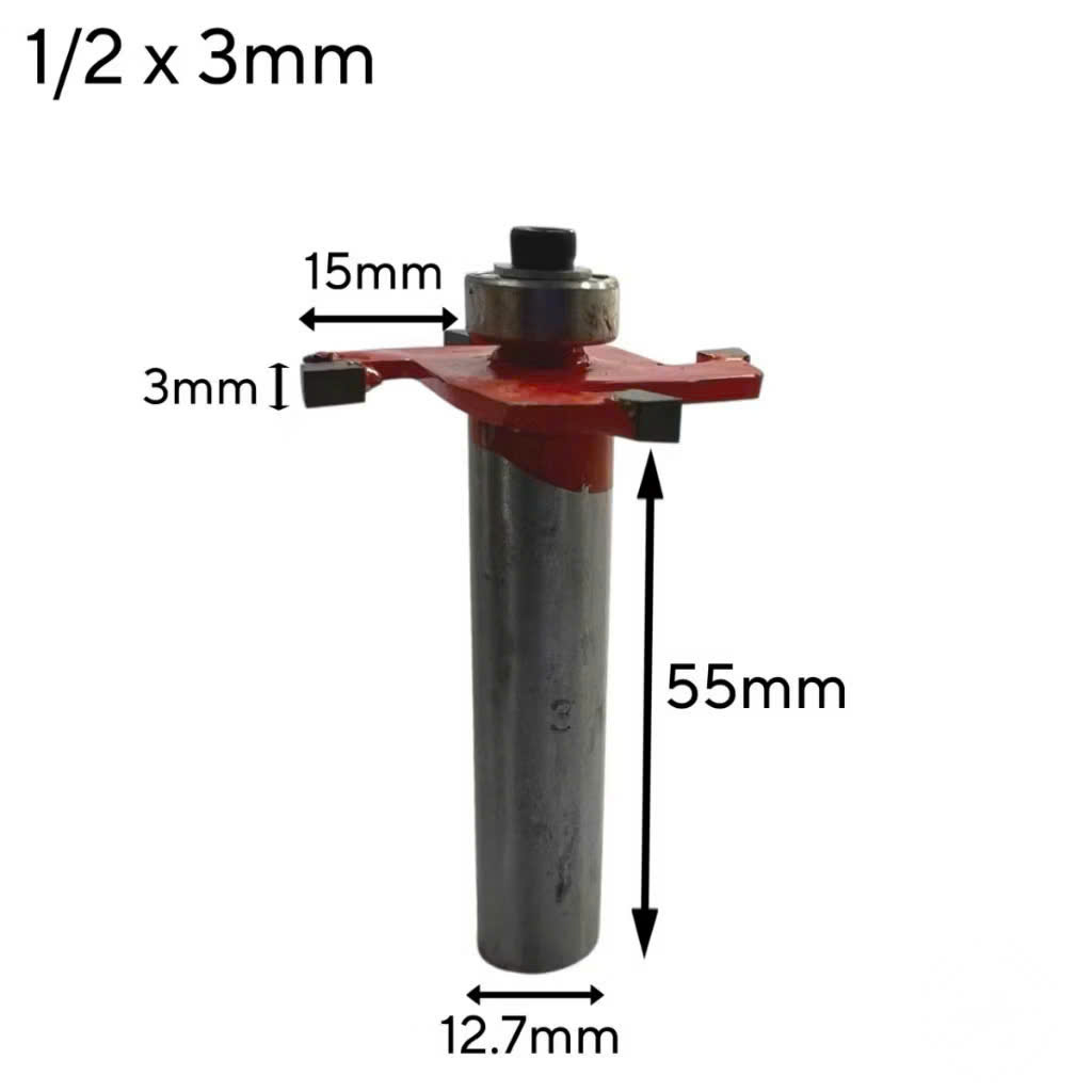 Mũi phay gỗ, Mũi soi cuốc 4 cánh có bi cao cấp chân to 12.7mm, hợp kim siêu bền, chịu nhiệt tốt