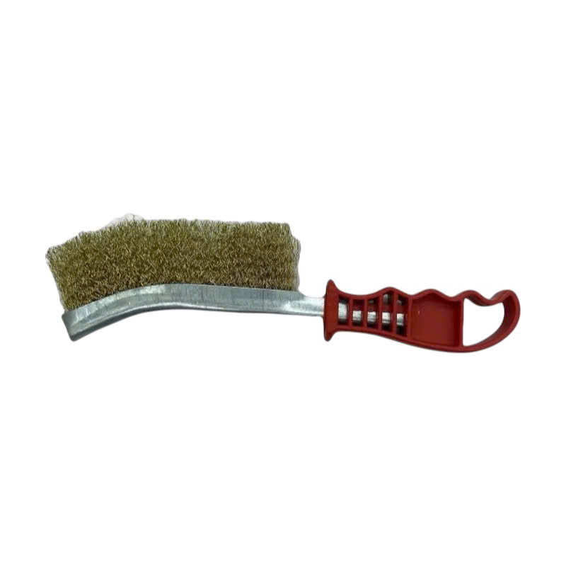 Chổi đánh rỉ sắt cán nhựa đỏ chiều dài 225mm, bàn chải đồng chà cọ rỉ sét cầm tay chắc chắn loại đẹp
