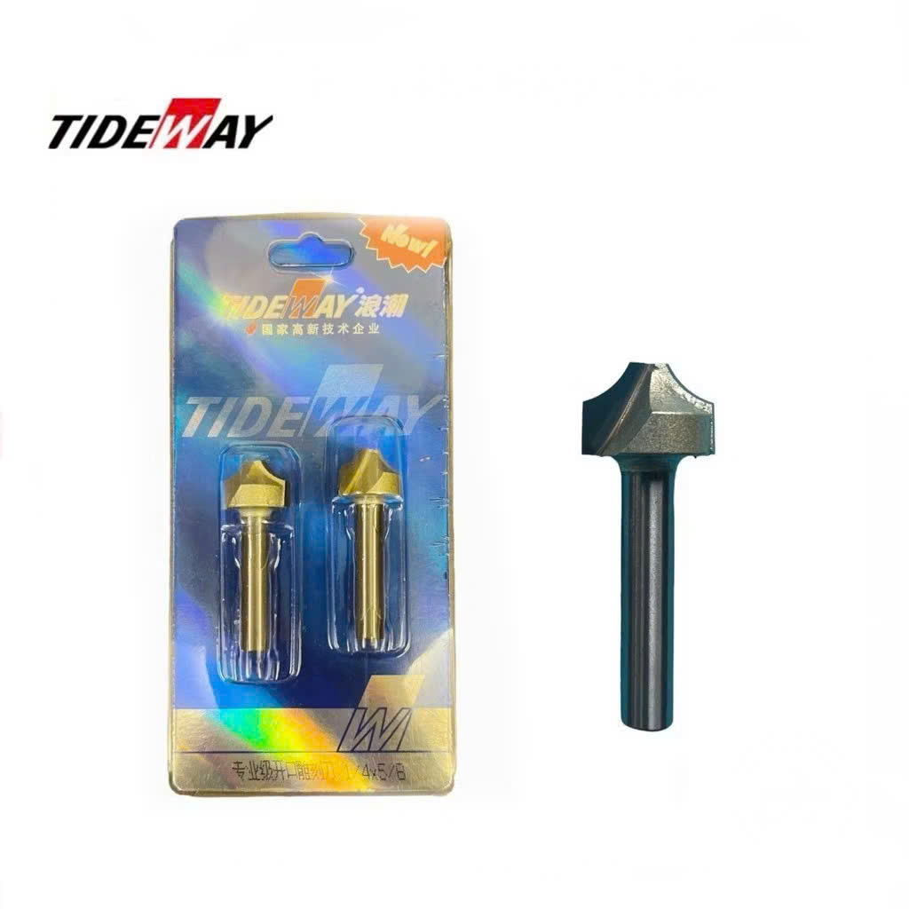 Mũi phay gỗ điêu khắc mở Đáy dao cắt CNC bo góc R cạnh phẳng soi mũi tên Tideway cốt trục 6.35mm
