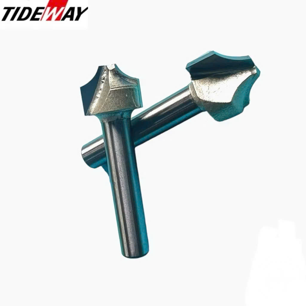 Mũi phay gỗ điêu khắc mở Đáy dao cắt CNC bo góc R cạnh phẳng soi mũi tên Tideway cốt trục 6.35mm
