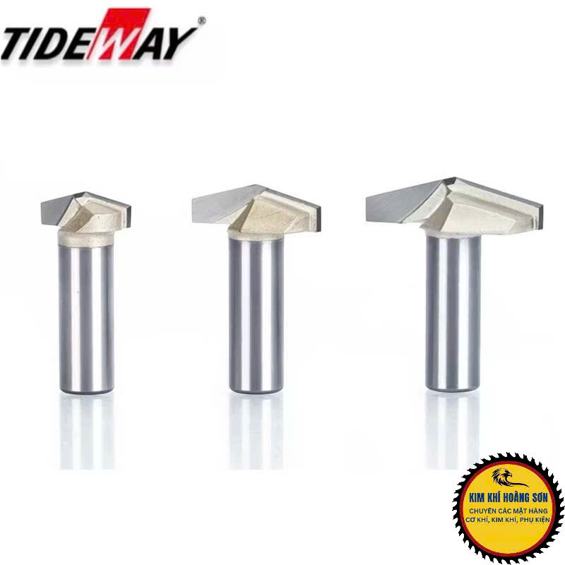 Mũi phay cnc gỗ 150 độ chữ V alu không bi Tideway cao cấp cốt trục 12.7mm