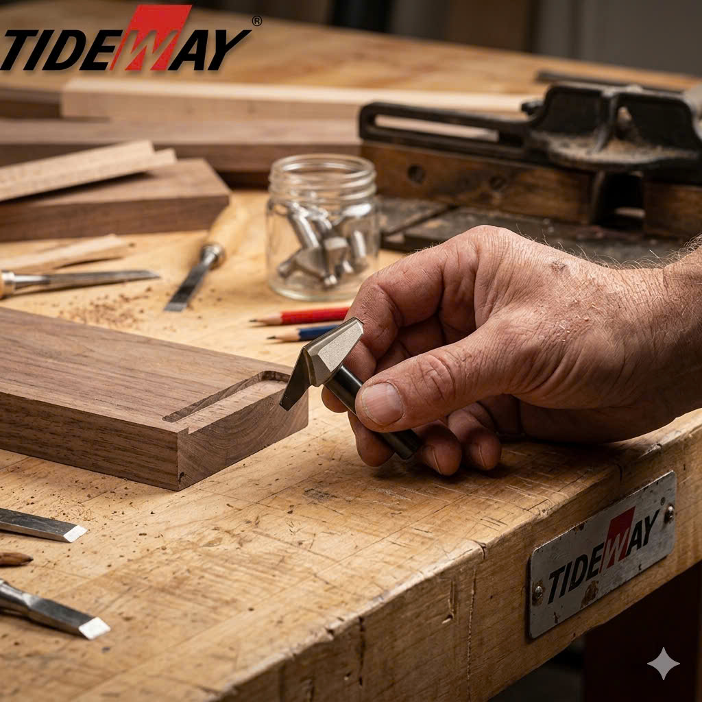 Mũi phay cnc gỗ 150 độ chữ V alu không bi Tideway cao cấp cốt trục 12.7mm