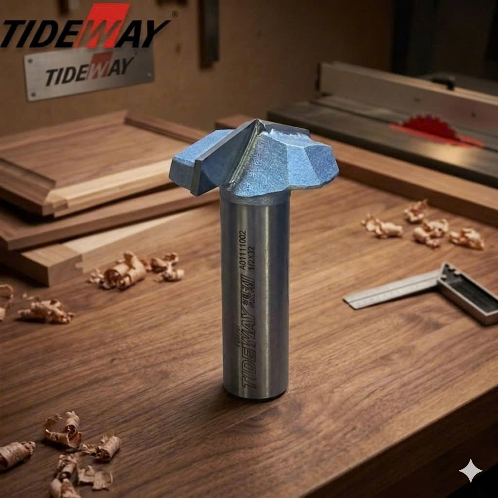 Mũi phay cnc gỗ 150 độ chữ V alu không bi Tideway cao cấp cốt trục 12.7mm