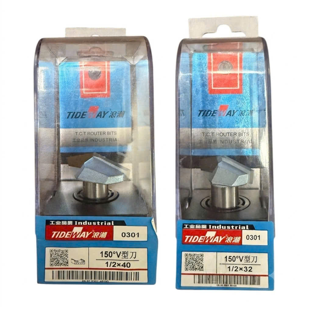 Mũi phay cnc gỗ 150 độ chữ V alu không bi Tideway cao cấp cốt trục 12.7mm
