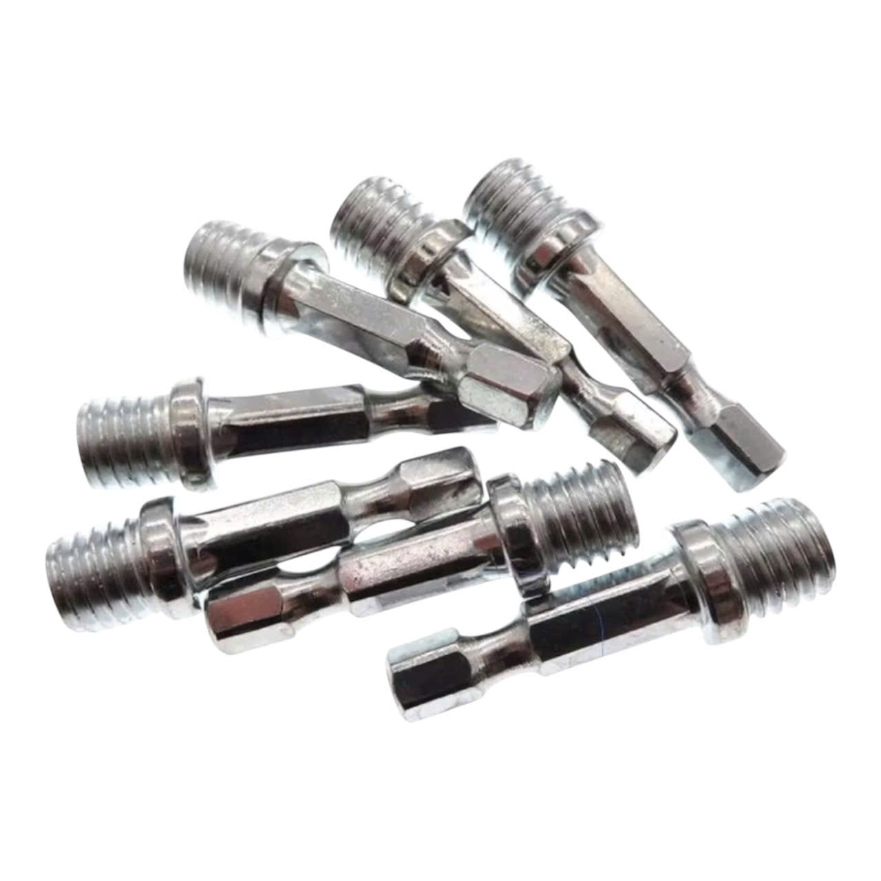 Đầu chuyển máy khoan thành máy cắt mài ti gắn đĩa chà nhám chuôi tròn 8mm, lục giác 6.3mm M10 - M14