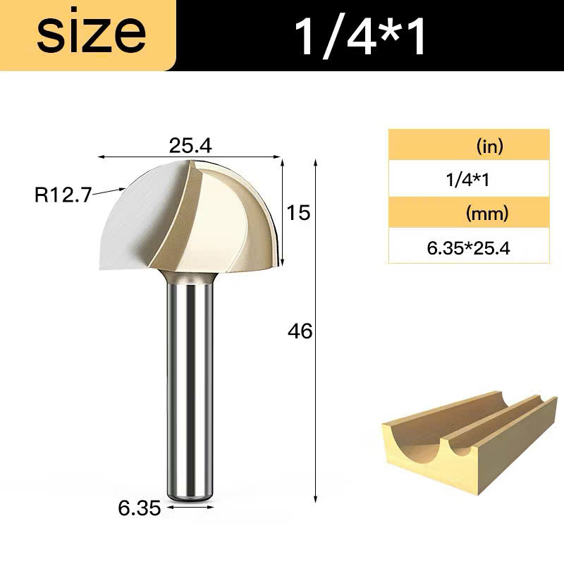 Mũi phay alu soi gỗ quả đào tròn lưỡi phay rãnh dao cầu TIDEWAY cốt bé 6,3mm dùng cho máy soi, CNC