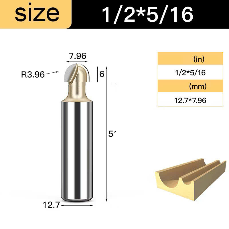 Mũi phay alu soi gỗ quả đào tròn lưỡi phay rãnh dao cầu TIDEWAY cốt bé 6,3mm dùng cho máy soi, CNC