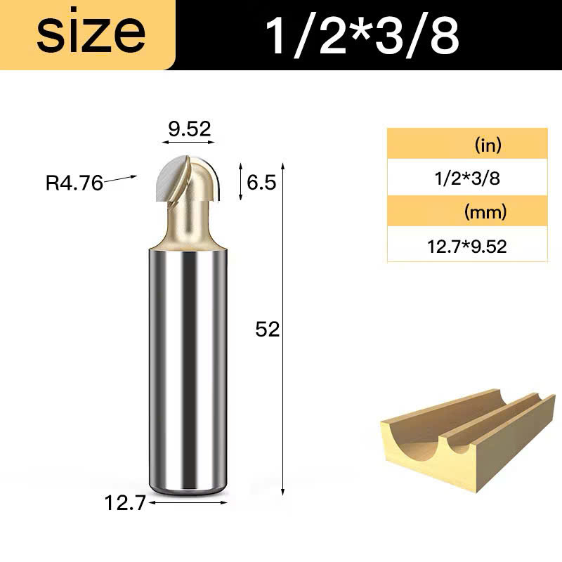 Mũi phay alu soi gỗ quả đào tròn lưỡi phay rãnh dao cầu TIDEWAY cốt bé 6,3mm dùng cho máy soi, CNC