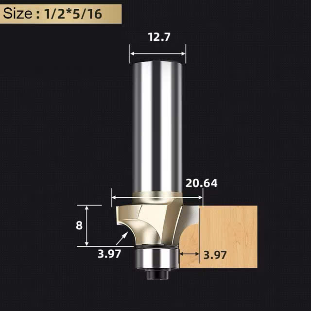 Mũi phay gỗ bo lõm R mũi soi lồi gỗ có bi Tideway cao cấp cốt 6.35mm và 12.7mm lắp máy cầm tay và trục đứng