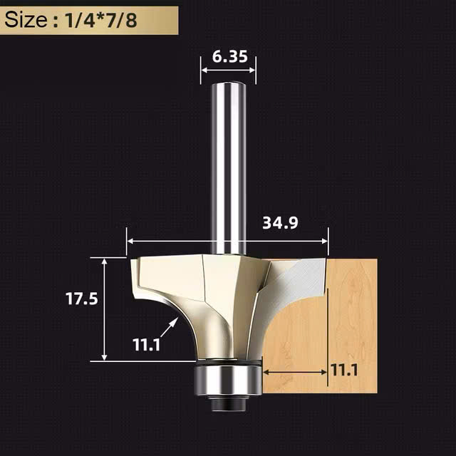 Mũi phay gỗ bo lõm R mũi soi lồi gỗ có bi Tideway cao cấp cốt 6.35mm và 12.7mm lắp máy cầm tay và trục đứng