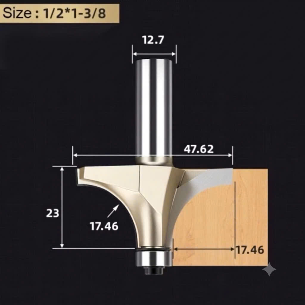 Mũi phay gỗ bo lõm R mũi soi lồi gỗ có bi Tideway cao cấp cốt 6.35mm và 12.7mm lắp máy cầm tay và trục đứng
