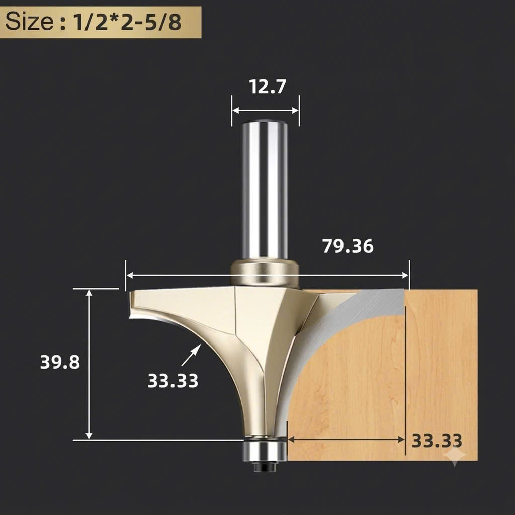Mũi phay gỗ bo lõm R mũi soi lồi gỗ có bi Tideway cao cấp cốt 6.35mm và 12.7mm lắp máy cầm tay và trục đứng
