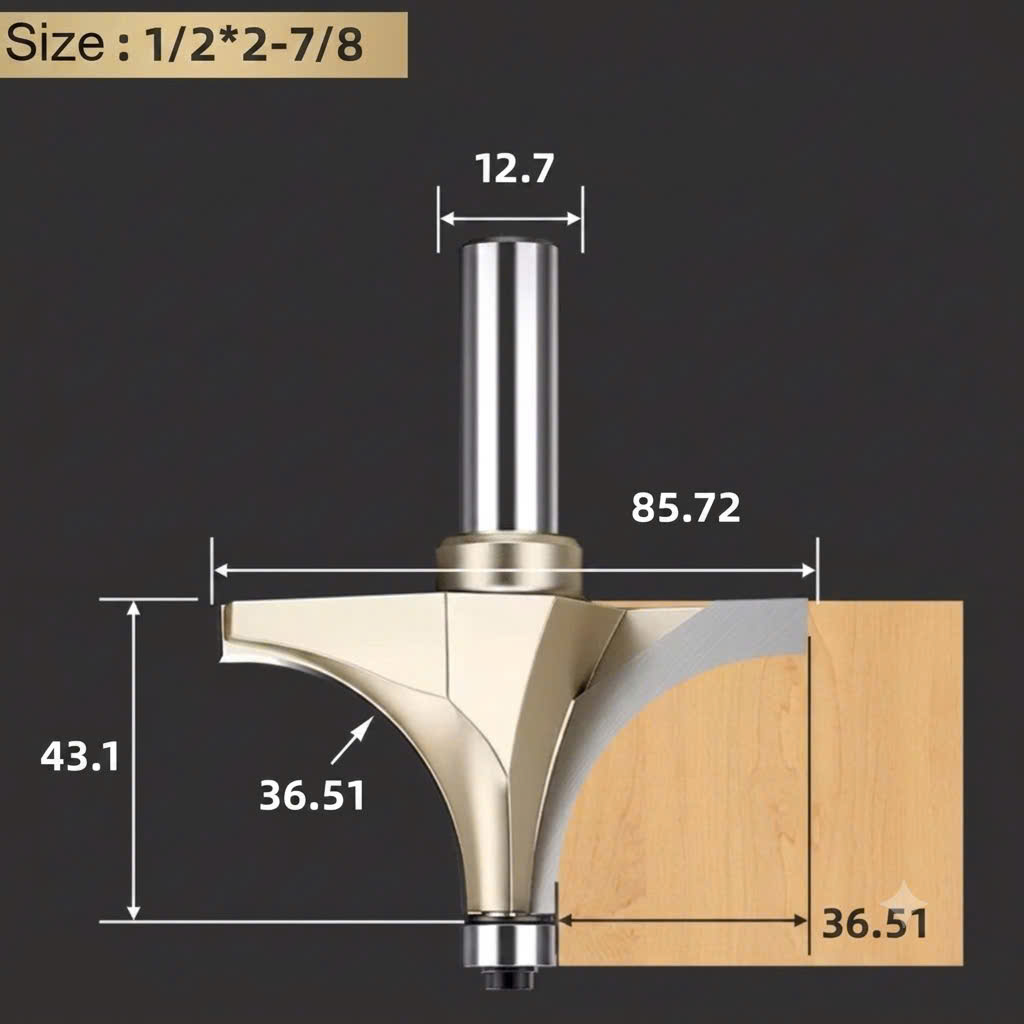 Mũi phay gỗ bo lõm R mũi soi lồi gỗ có bi Tideway cao cấp cốt 6.35mm và 12.7mm lắp máy cầm tay và trục đứng