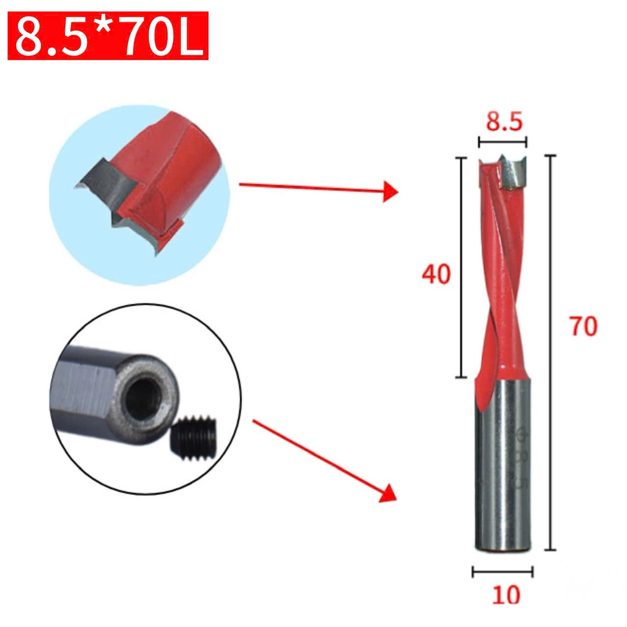 Mũi khoan gỗ TCT, Khoan dàn Tideway liên kết bản lề chốt gỗ ốc cam CNC Đen-R, Đỏ-L hợp kim cao cấp