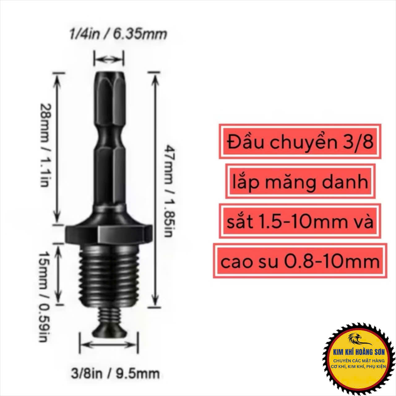 Đầu Chuyển Đổi Sang Khoan Ren 10mm và 12mm Dùng cho Máy Bulong - Chuyển Vít Sang Khoan - Bê Tông Sang Khoan Hỗ trợ Đắc Lực