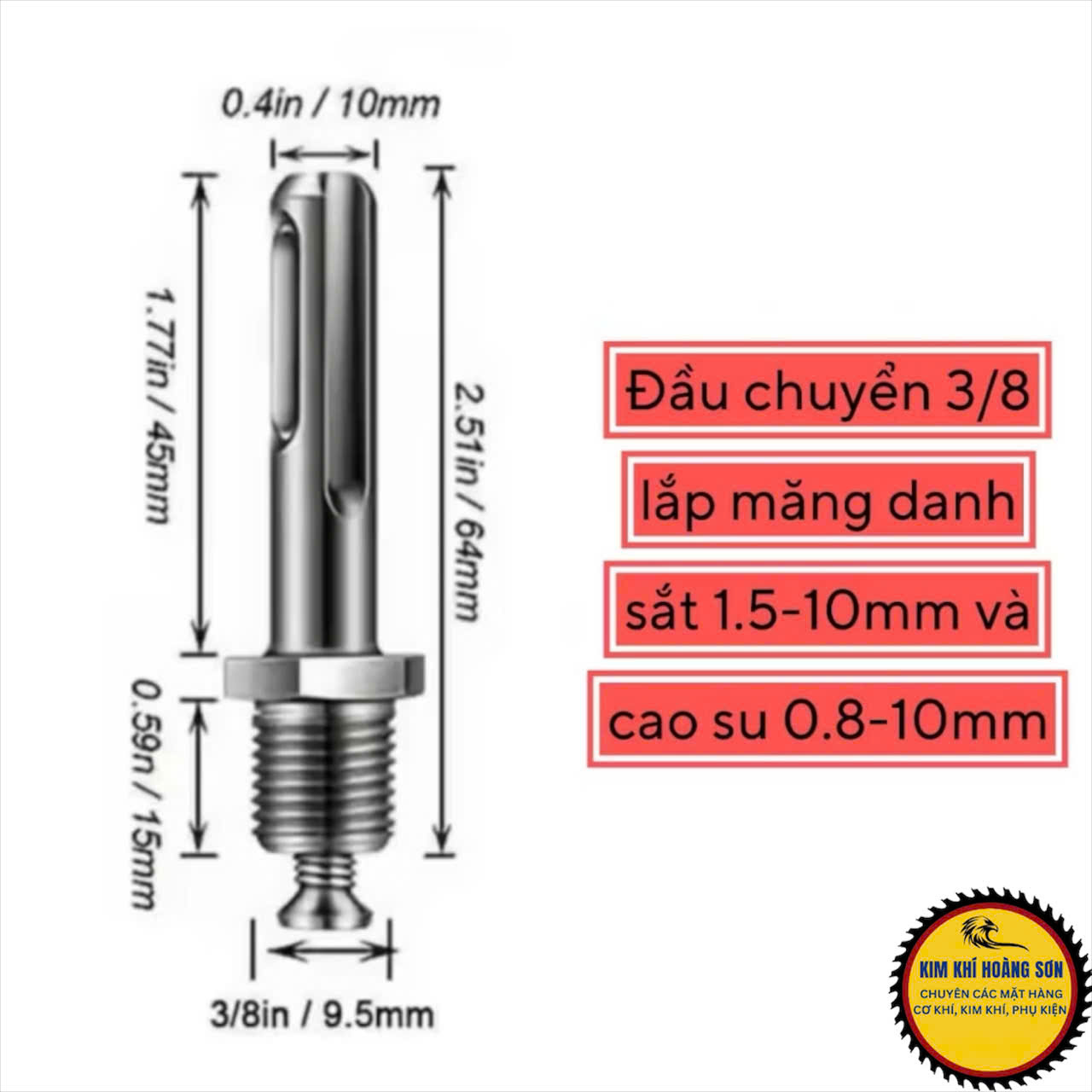 Đầu Chuyển Đổi Sang Khoan Ren 10mm và 12mm Dùng cho Máy Bulong - Chuyển Vít Sang Khoan - Bê Tông Sang Khoan Hỗ trợ Đắc Lực