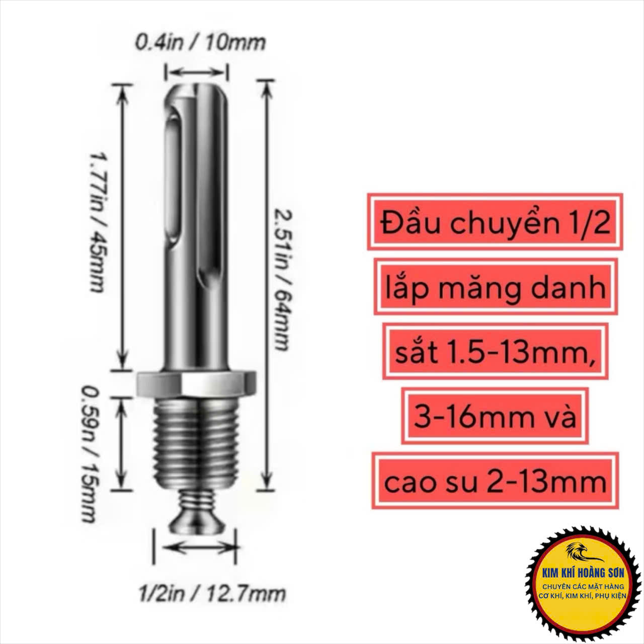 Đầu Chuyển Đổi Sang Khoan Ren 10mm và 12mm Dùng cho Máy Bulong - Chuyển Vít Sang Khoan - Bê Tông Sang Khoan Hỗ trợ Đắc Lực