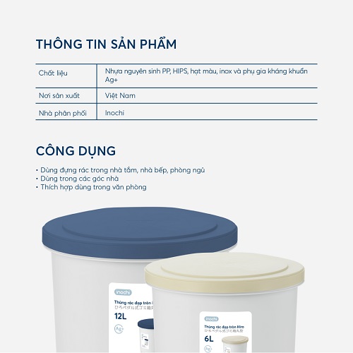 Thùng rác đạp tròn Hiro