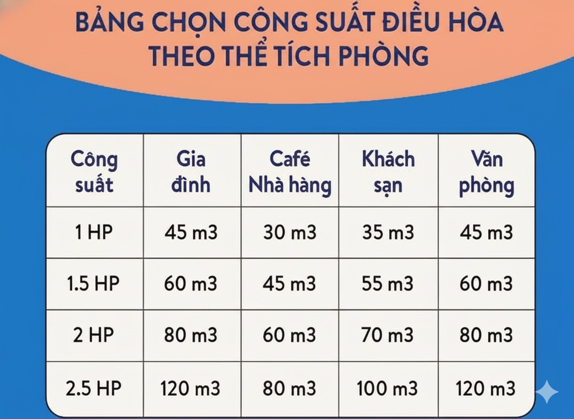 kinh nghiệm chọn công suất điều hòa theo diện tích 1m2 = 600BTU