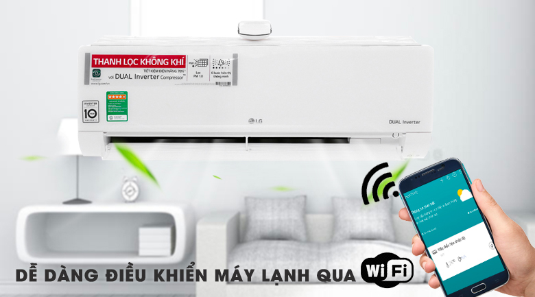 Điều hòa LG inverter 12000BTU 1 chiều UVnano V13APH2 - ĐIỀU KHIỂN BẰNG SMART PHONE