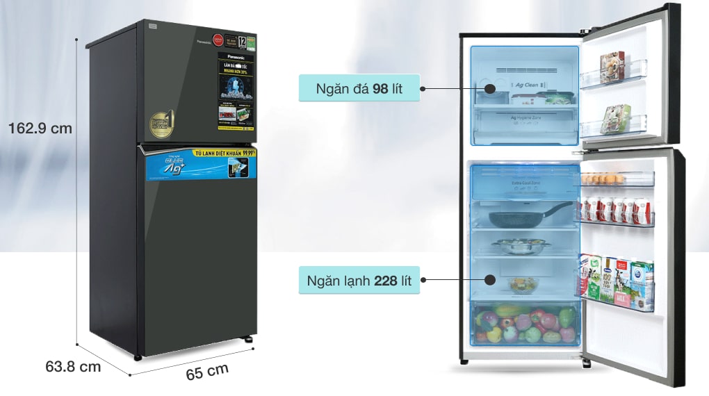 Tủ Lạnh Panasonic 2 Cánh 326 Lít NR-TL351VGMV - dung tích