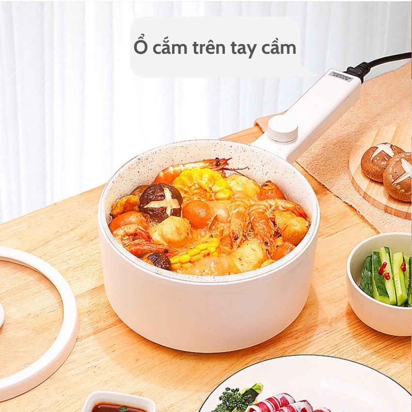 Nồi lẩu điện đa năng mini 1.5L 1 tầng 600W, chống dính cao cấp
