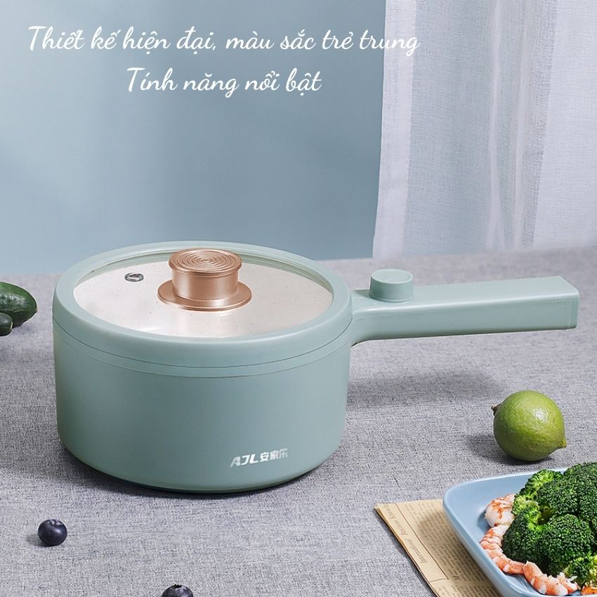 Nồi lẩu điện đa năng mini 1.5L 1 tầng 600W, chống dính cao cấp