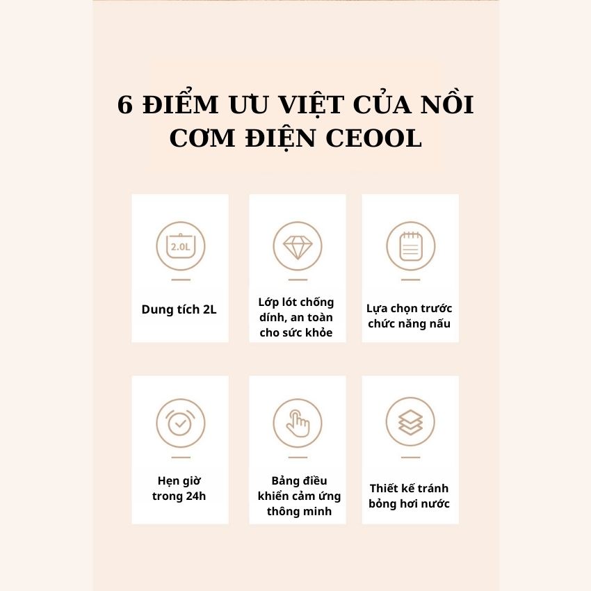 Nồi cơm điện mini đa năng 2L