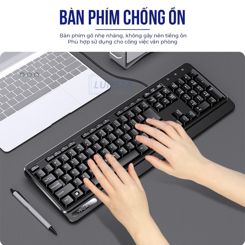 Bàn phím Luneta KB04 thiết kế gọn nhẹ kết nối USB chống nước không ồn chuyên dành cho công việc văn phòng