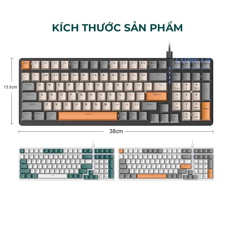 Bàn phím cơ gaming có dây có led RGB hotswap redswitch 100 phím K3 LUNETA KB09