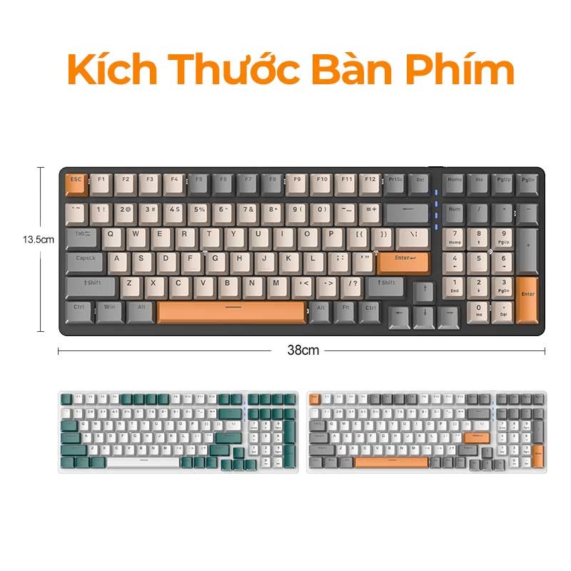 Bàn phím cơ gaming không dây có led RGB hotswap redswitch 100 phím K6 LUNETA KB15