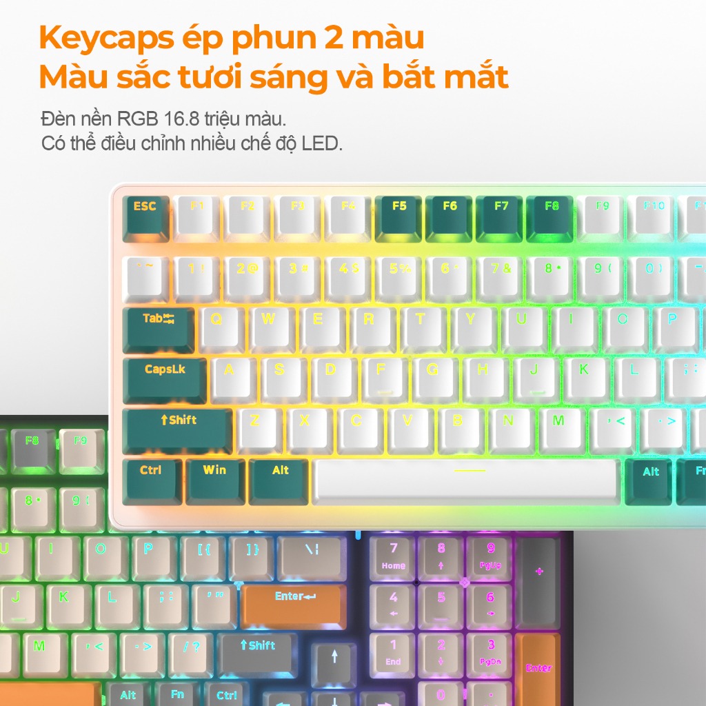 Bàn phím cơ gaming không dây có led RGB hotswap redswitch 100 phím K6 LUNETA KB15