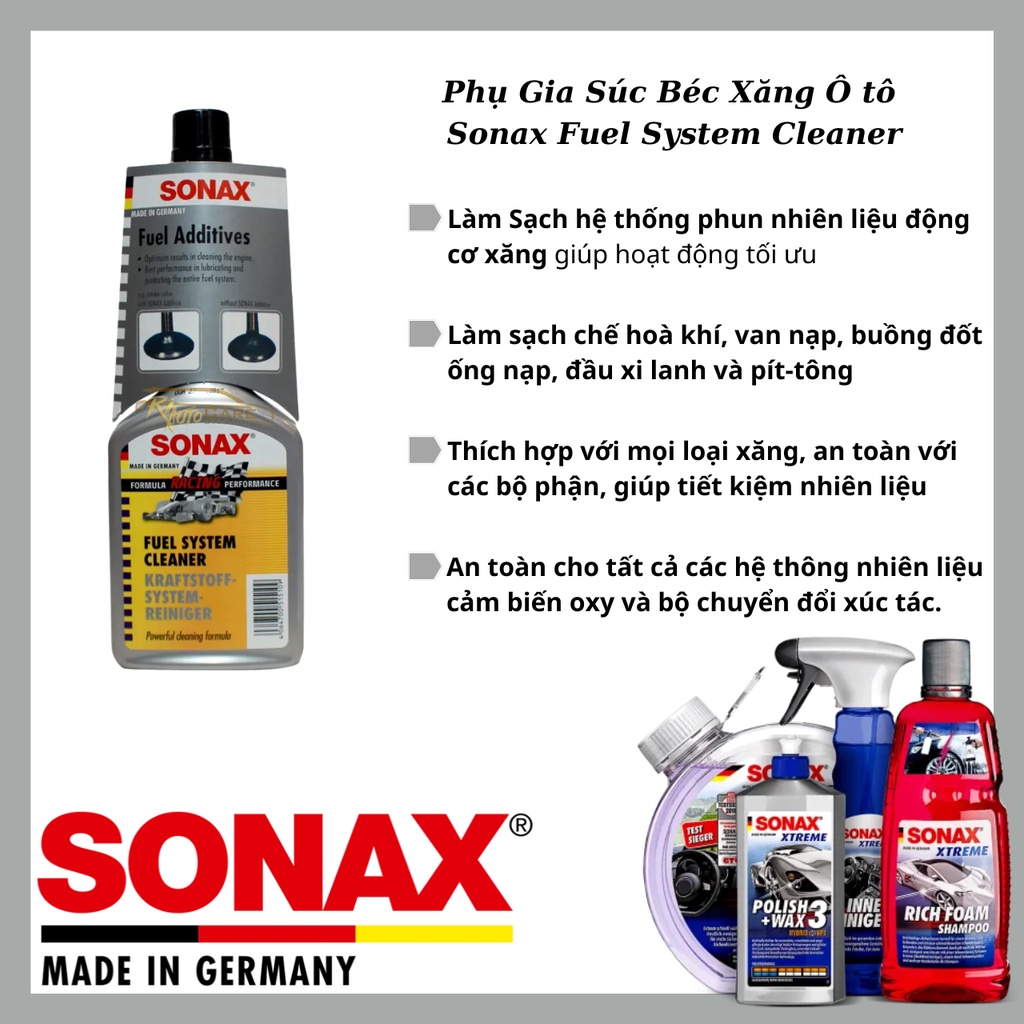Làm sạch hệ thống xăng Sonax Fuel System Cleaner