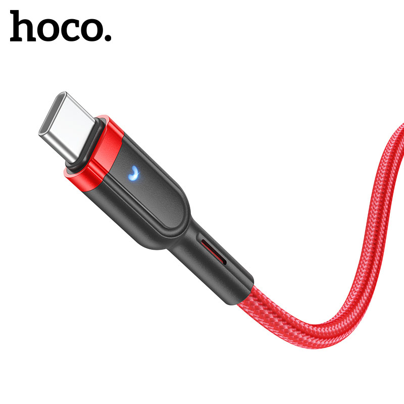 Cáp dữ liệu sạc tự ngắt Hoco U117 dài 1m cổng Type C có đèn báo