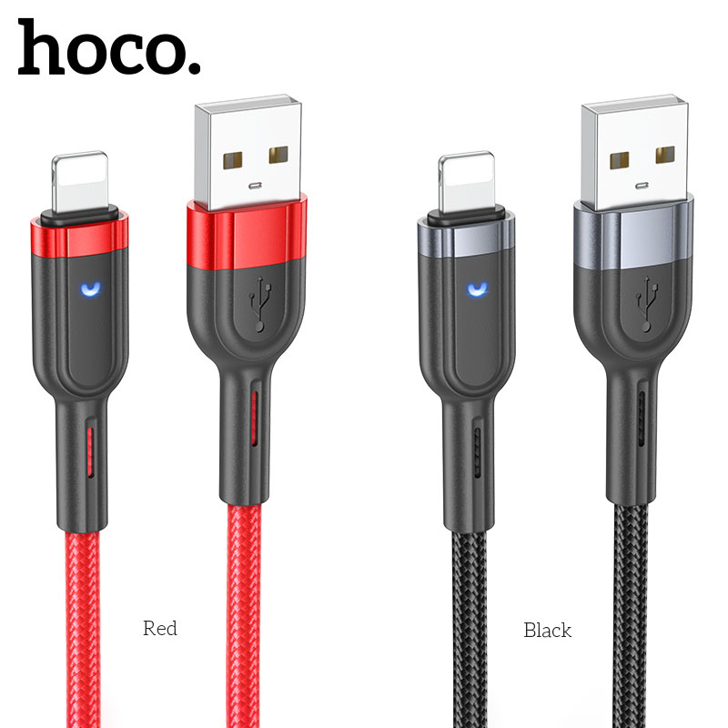 Cáp dữ liệu sạc tự ngắt Hoco U117 dài 1m dành cho iPhone có đèn báo