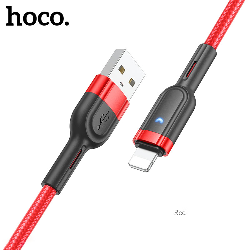 Cáp dữ liệu sạc tự ngắt Hoco U117 dài 1m dành cho iPhone có đèn báo