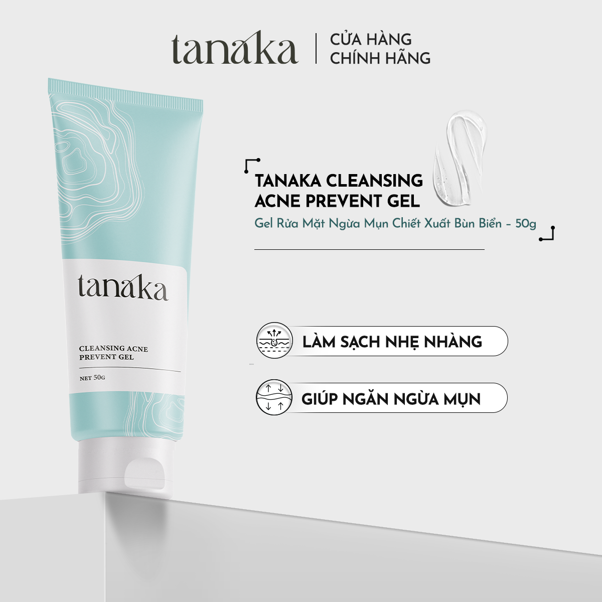 Gel rửa mặt cho da mụn Tanaka Cleansing Acne Prevent Gel chiết xuất bùn biển 50g