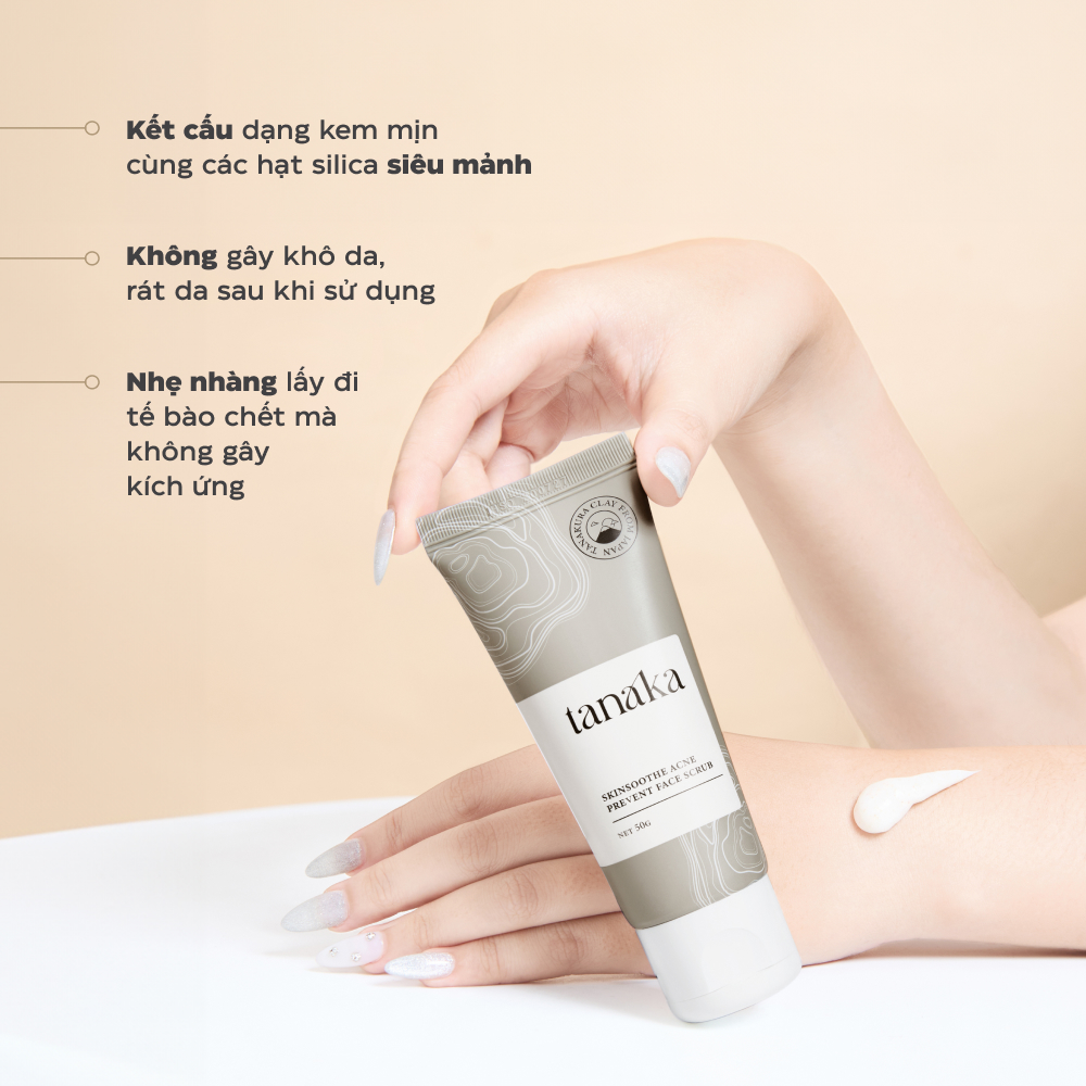 Tẩy tế bào chết cho da mụn Tanaka Skinsoothe Acne Prevent Face Scrub chiết xuất bùn biển 50g
