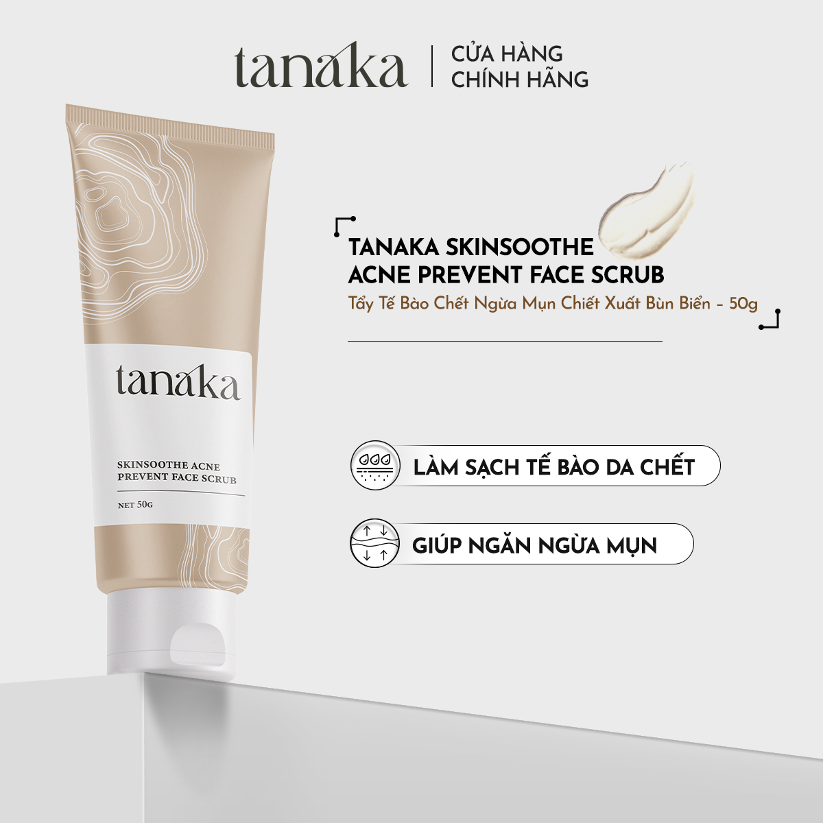 Tẩy tế bào chết cho da mụn Tanaka Skinsoothe Acne Prevent Face Scrub chiết xuất bùn biển 50g