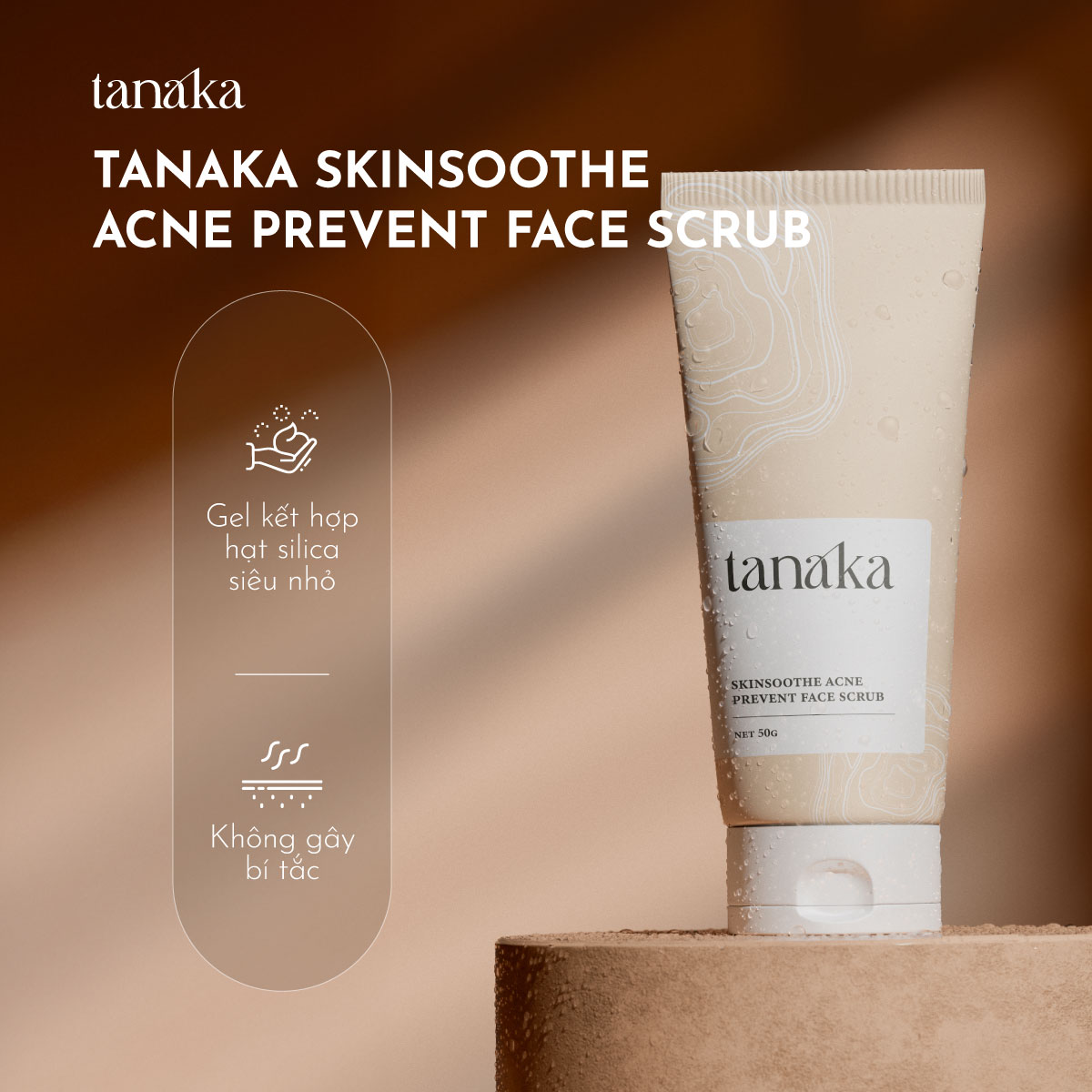 Tẩy tế bào chết cho da mụn Tanaka Skinsoothe Acne Prevent Face Scrub chiết xuất bùn biển 50g