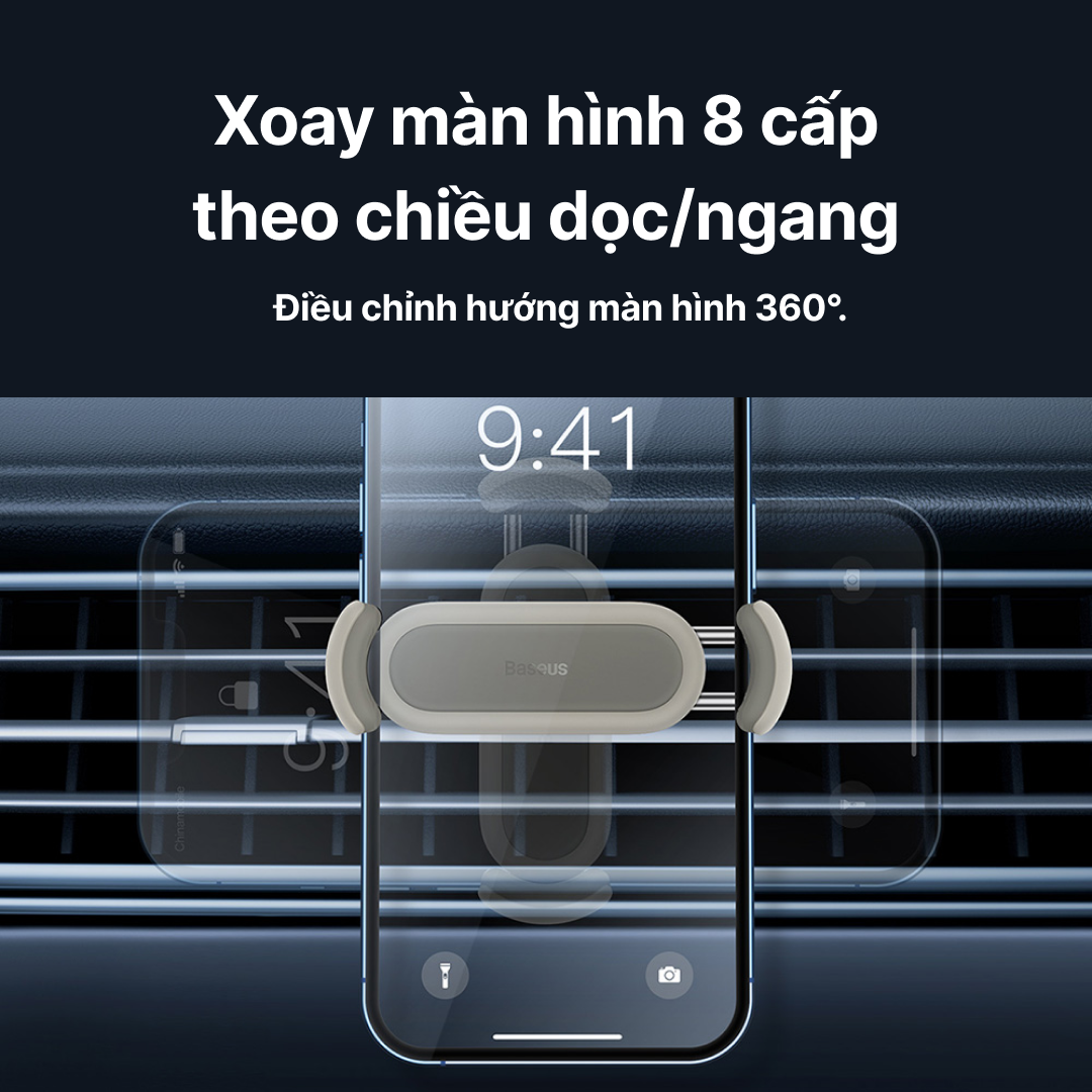 Kẹp điện thoại trên ô tô Nhỏ Gọn xoay 360 độ Baseus Steel Cannon 2 Air Outlet Car Mount