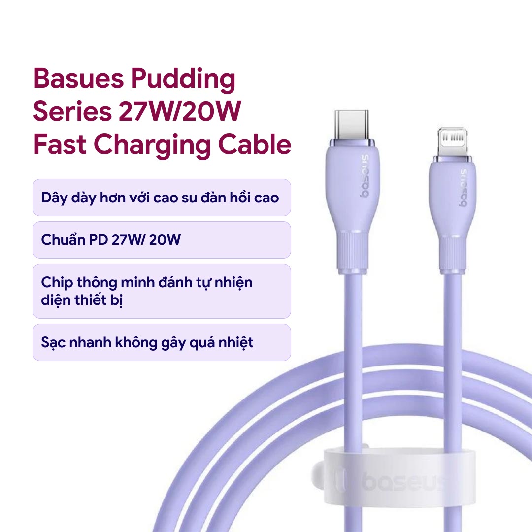 Cáp Sạc Nhanh Baseus Type C Sang Lighting Dùng Cho IPhone iPad Chất Liệu TPE Siêu Mềm