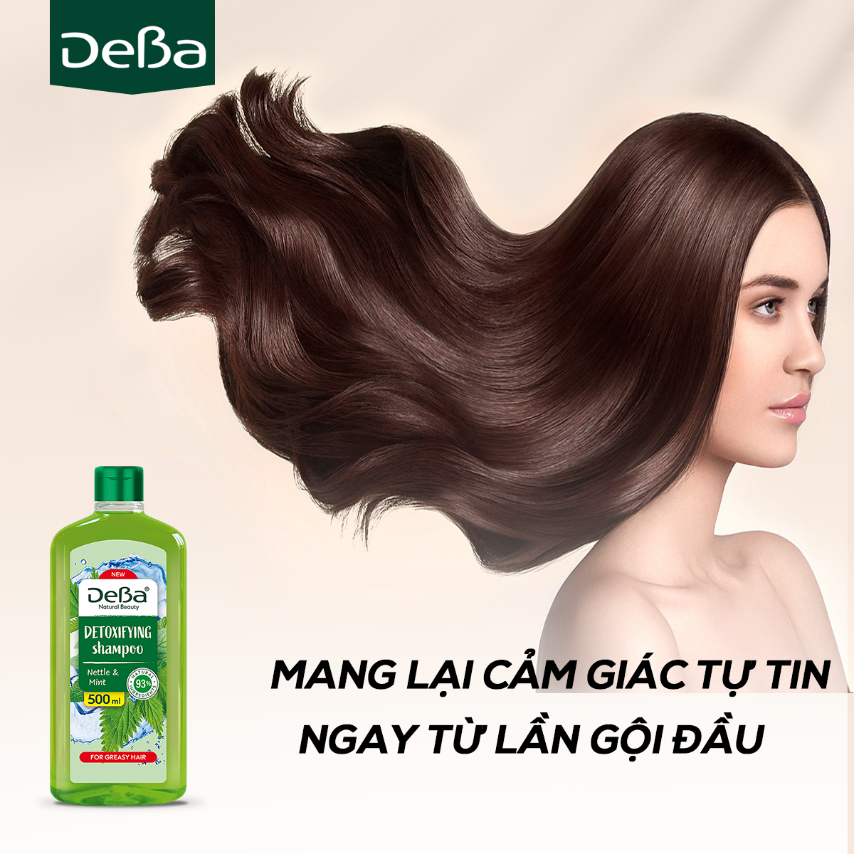 Dầu gội đầu DeBa với  cây tầm ma và bạc hà cho tóc và da đầu nhờn