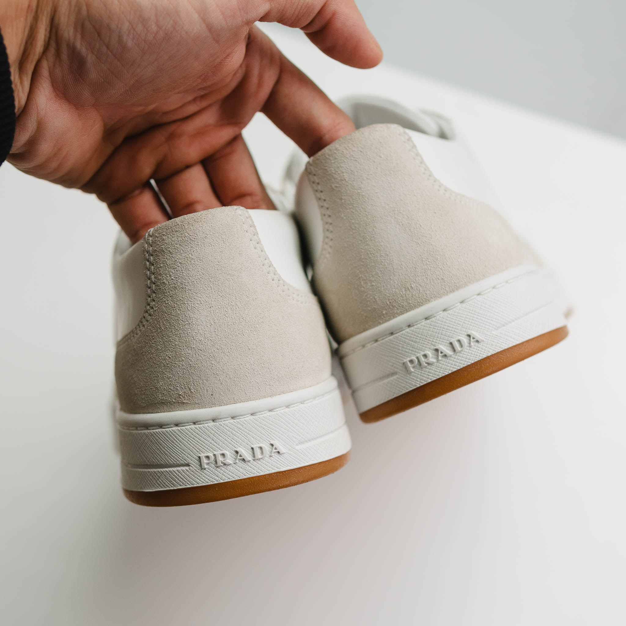 Giày PRADA Triangle Logo White Milk Sneaker