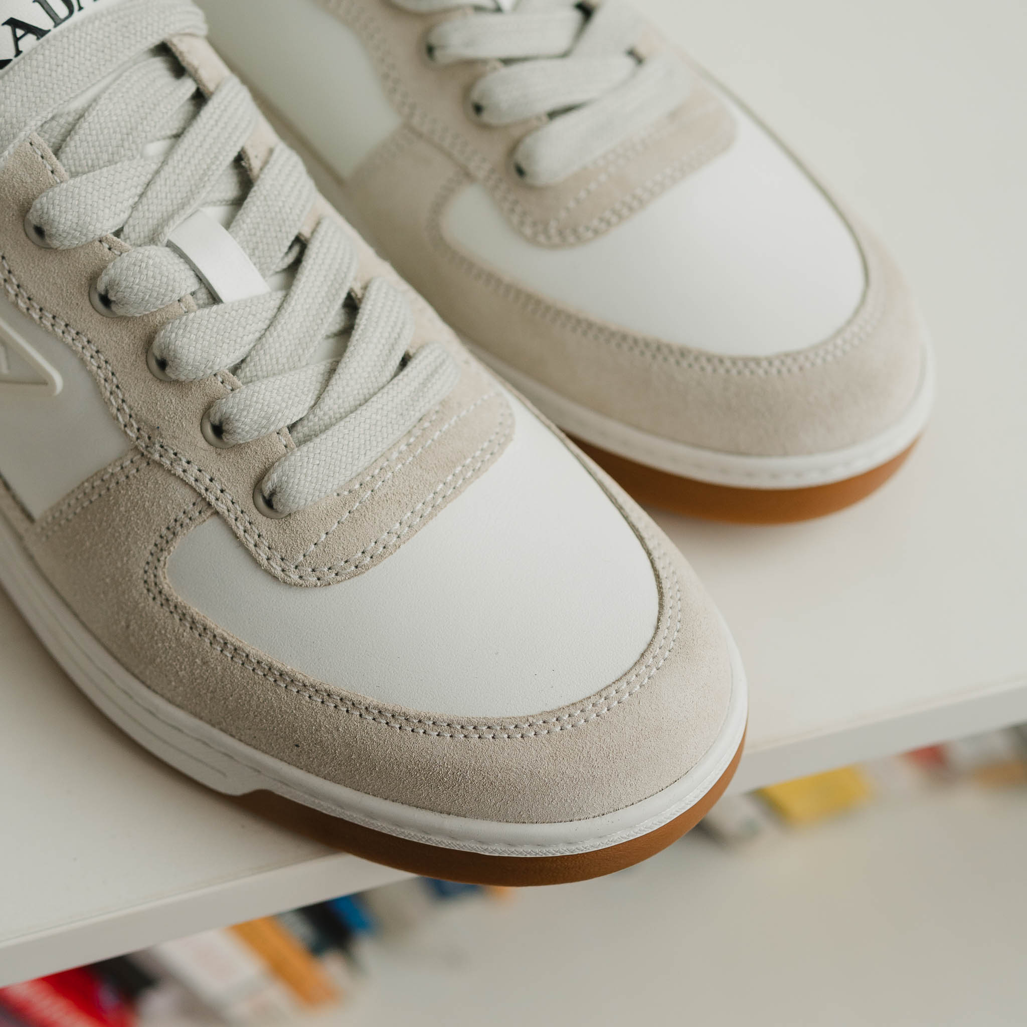 Giày PRADA Triangle Logo White Milk Sneaker
