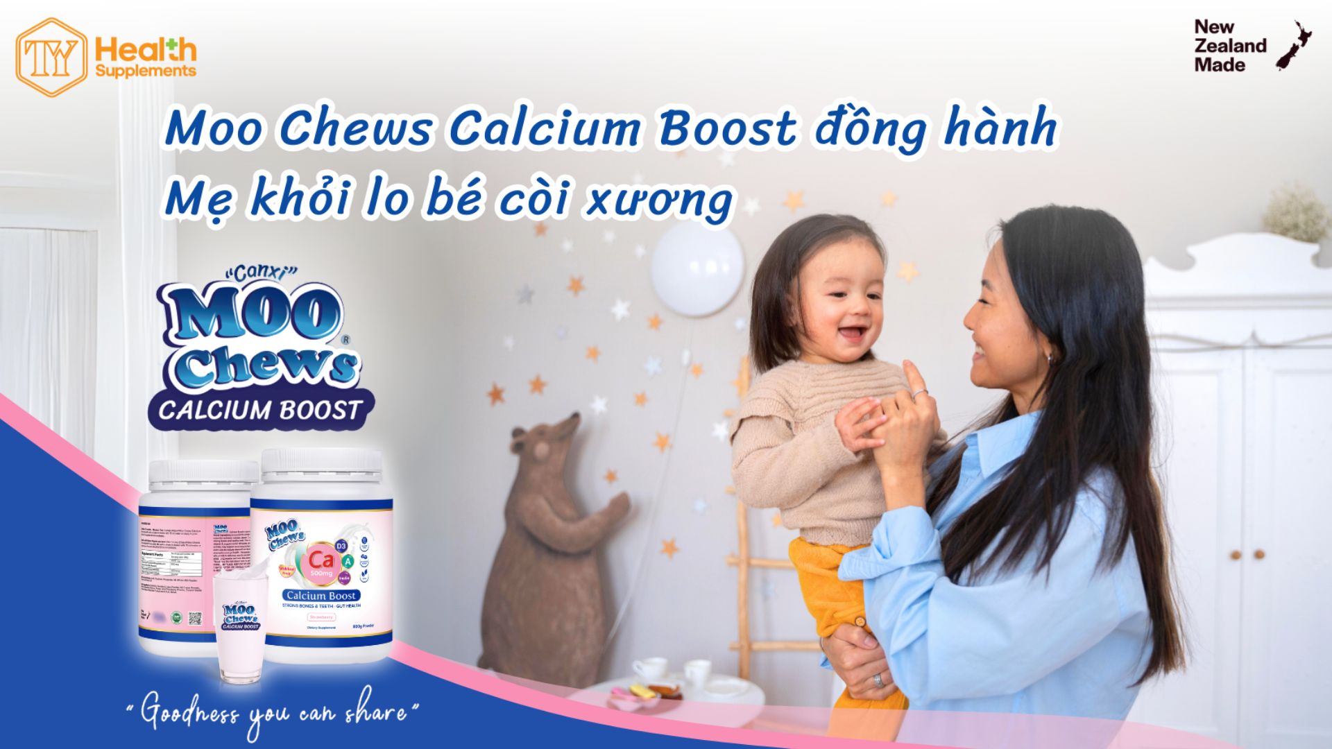 Có Moo Chews Calcium Boost đồng hành - Mẹ khỏi lo bé còi xương