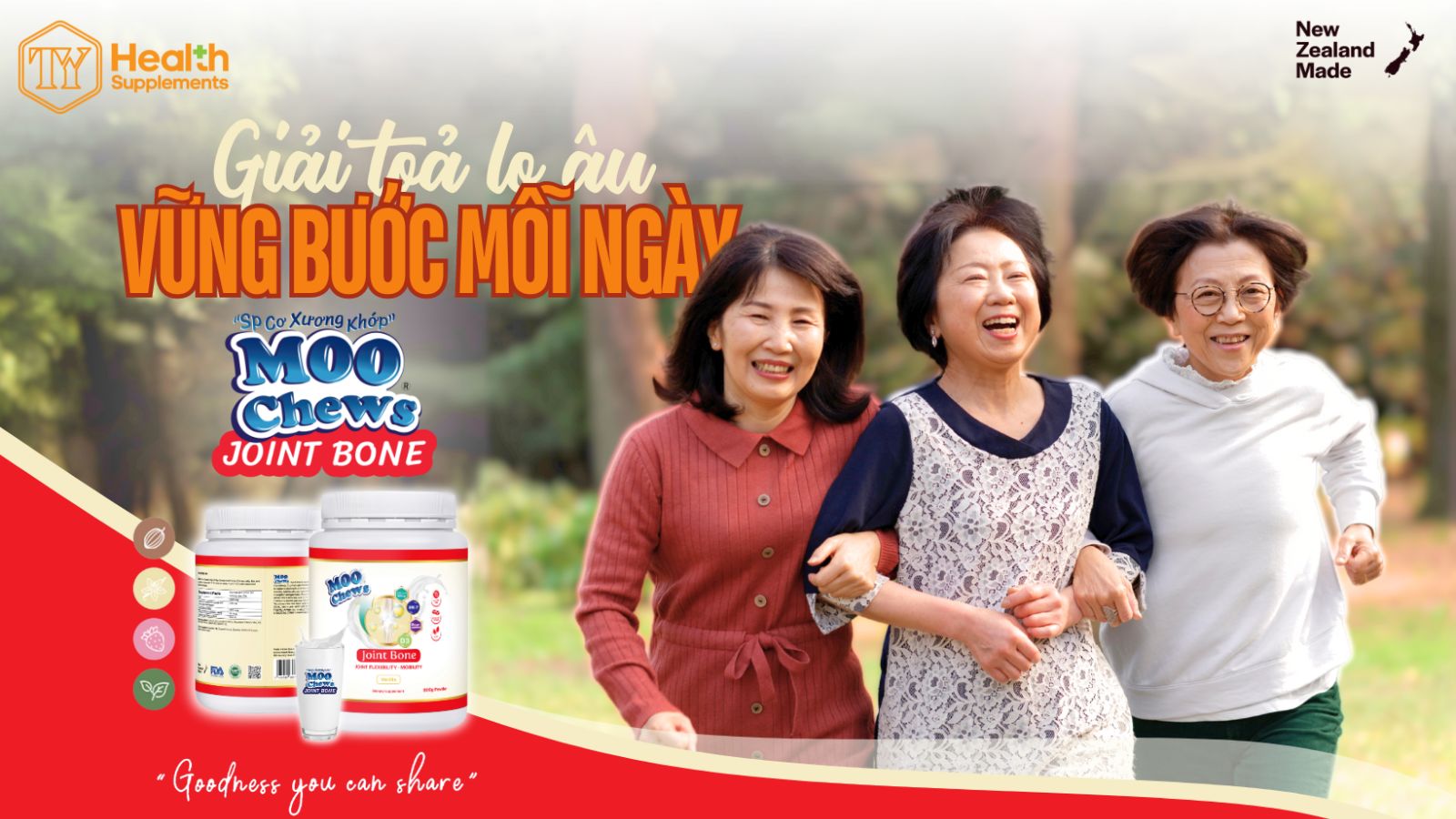 Giải toả lo âu, Vững bước mỗi ngày cùng Sữa cơ xương khớp Moo Chews