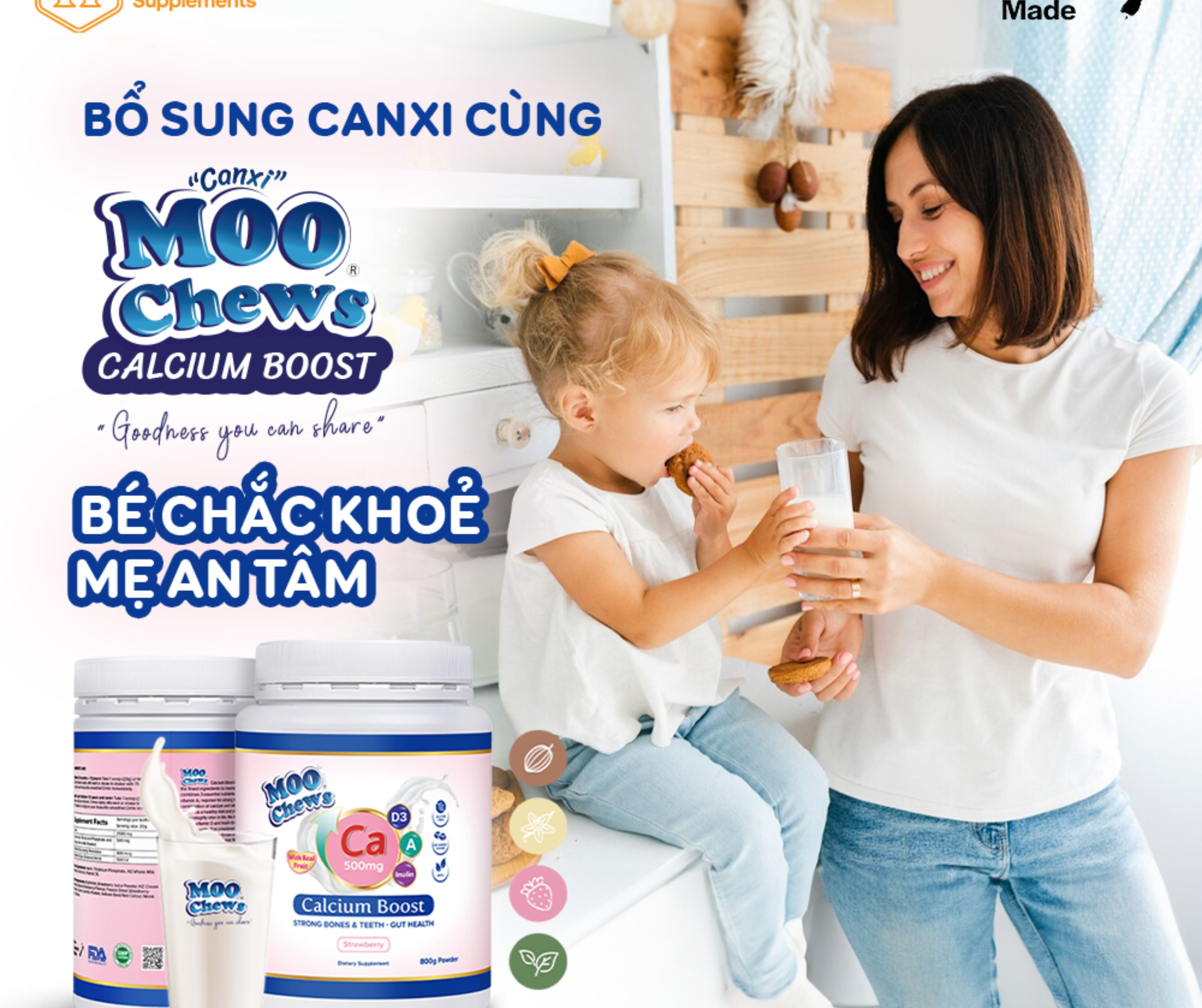 Bổ sung canxi cùng Moo Chews Calcium Boost - Bé chắc khoẻ, Mẹ an tâm